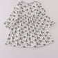 Green duck print rufle dress