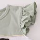 Puppy embroidery smocked ruffle pants set