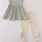 Puppy embroidery smocked ruffle pants set