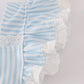 Blue bow & lace print ruffle bloomer set