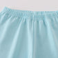 Blue bow & lace print ruffle pants set