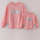Pink MINI bow glitter mom&me top