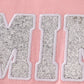 Pink MINI bow glitter mom&me top