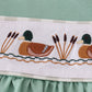 Green duck embroidery ruffle pants set