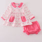 Pink bow tie pumpkin print bloomer set