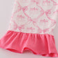 Pink bow tie pumpkin print ruffle pajamas set