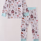 Blue family farm pajamas bamboo pants set