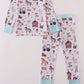 Blue family farm pajamas bamboo pants set