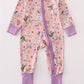 Purple floral print bamboo pajamas romper