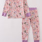 Purple floral print bamboo pajamas pants set