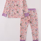 Purple floral print bamboo pajamas pants set