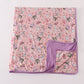 Purple floral print bamboo blanket