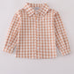 Orange gingham button down shirt