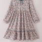 Blue floral print ruffle mom dress