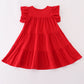 Red christmas sequin tiered girl dress