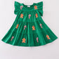 Green christmas sequin tiered girl dress