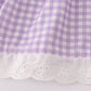 Lavender ribbon lace embroidery gingham bloomer set
