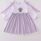 Lavender ribbon lace embroidery gingham dress