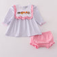 Purple puppy french knot stripe bloomer set
