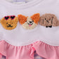 Purple puppy french knot stripe bloomer set