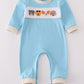 Blue puppy french knot romper