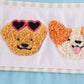 Blue puppy french knot romper
