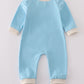 Blue puppy french knot romper