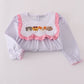 Purple puppy french knot stripe pants set