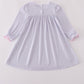 Purple puppy french knot stripe dress