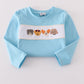 Blue puppy french knot pants set