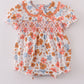 Floral print smocked ruffle bubble