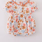 Floral print smocked ruffle bubble