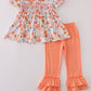 Floral print smocked ruffle pants set