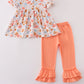Floral print smocked ruffle pants set