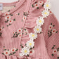 Floral corduroy lace ruffle bubble