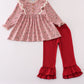 Floral corduroy lace ruffle pants set