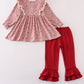 Floral corduroy lace ruffle pants set