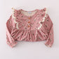Floral corduroy lace ruffle pants set