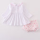 Pink bow smocked bloomer set
