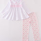 Pink bow smocked pants set