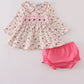 Pink rose hand smocked bloomer set