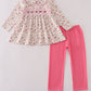 Pink rose hand smocked pants set