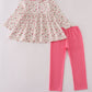 Pink rose hand smocked pants set