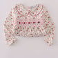 Pink rose hand smocked pants set