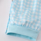Blue farm embroidery gingham romper