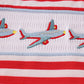 Red airplane embroidery stripe romper