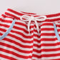 Blue airplane embroidery stripe pants set