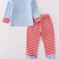 Blue airplane embroidery stripe pants set
