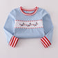 Blue airplane embroidery stripe pants set