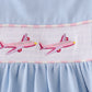 Blue airplane embroidery stripe ruffle pants set